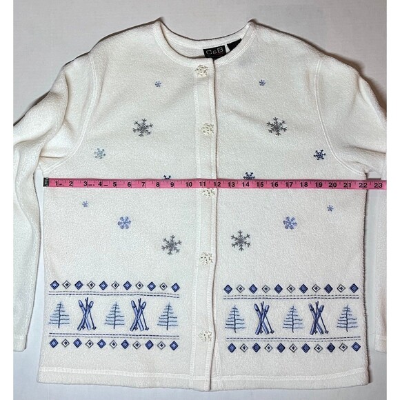 CROFT & BARROW Winter Button Down Fleece Cardigan Size M (Bx 7) - Picture 9 of 10
